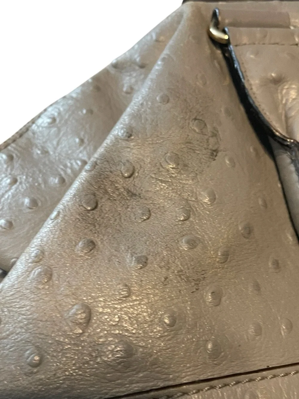 Kate Spade Gray Ostrich Embossed Leather Satchel Handbag